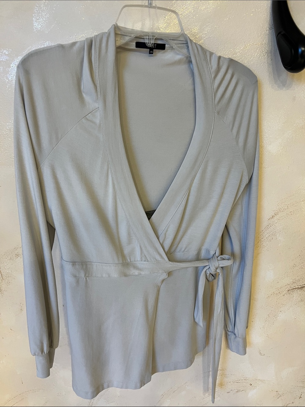 Tart Light Gray Wrap-Front Long Sleeve Robe Top